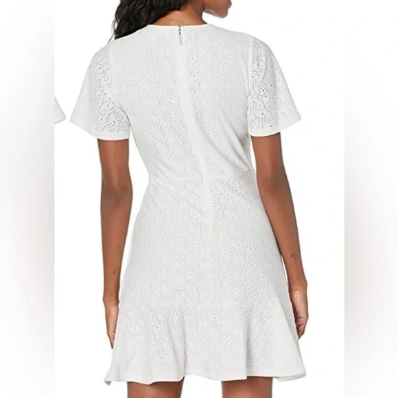 MICHAEL Michael Kors Flutter White Eyelet Wrap Mini Dress Women’s L Large - Picture 3 of 9